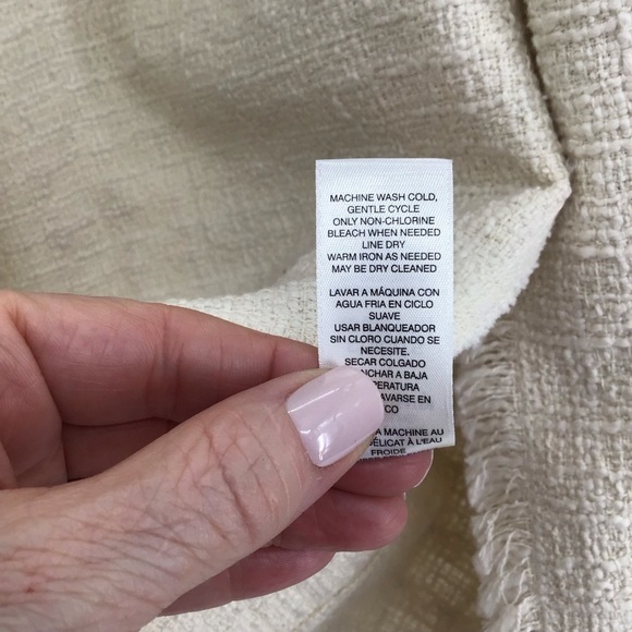 Chicos Tweed Fringe Textured Jacket Classic Business Casual Creme’ Size 0 - Picture 8 of 10